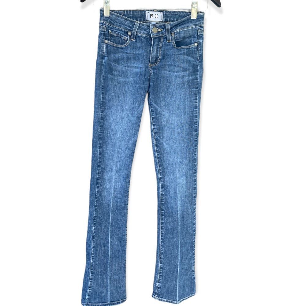 PAIGE Womens Manhattan Boot Cut Denim Low Rise Blue Jeans Sz 24
